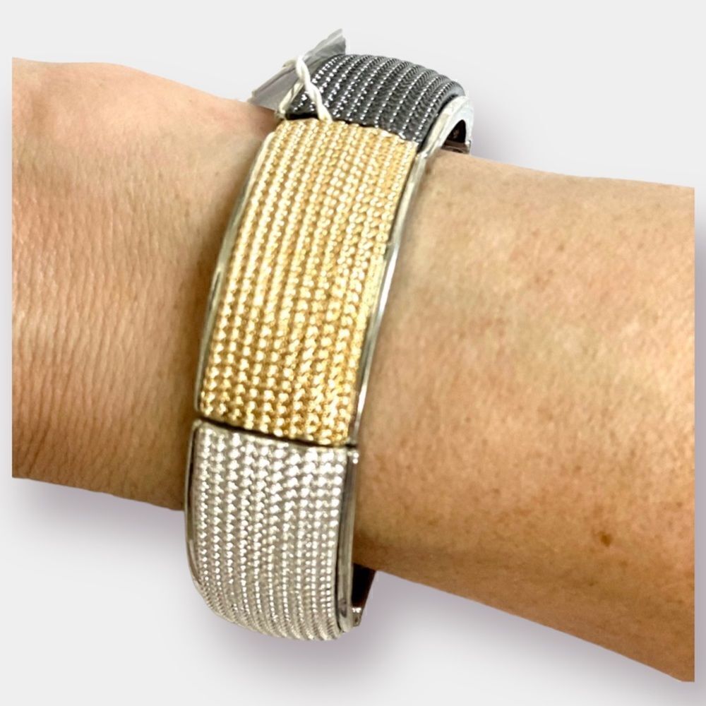 3 Toned Stretch Bracelet Gunmetal Gold Silver NWT